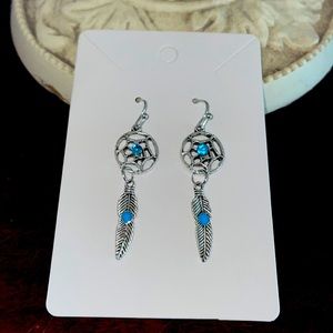 Dream catcher earrings with turquoise